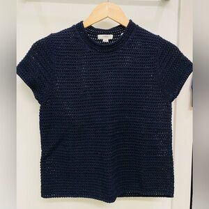 Vince Crocheted Summer Short-Sleeve Sweater